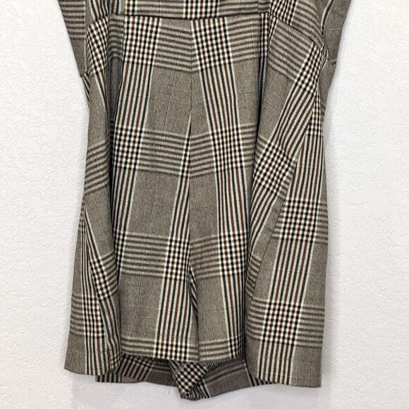 Urban Outfitters Cassidy Shorts Romper Medium Brown Plaid Square Neck - Picture 8 of 9